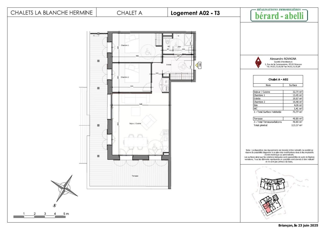 APPARTEMENT T3 NEUF A VENDRE - ST CHAFFREY - 72.65 m2 - 568 698 &euro;